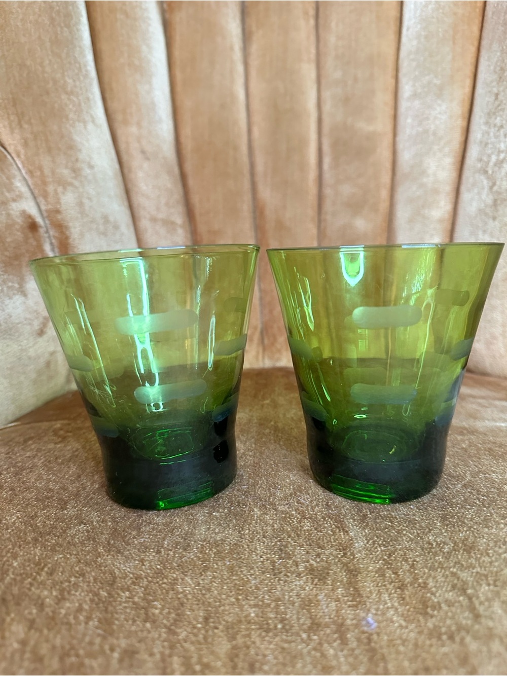 Pair of Vintage Mid Century Italian Optical Block Tumblers Drinkware Italian